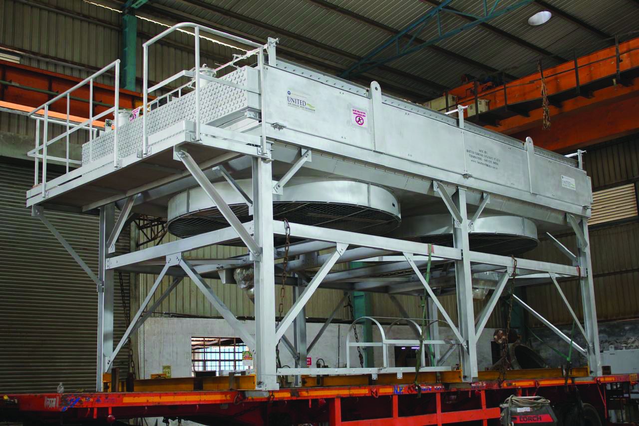 Fin fan cooler on the shop floor at United Cooling Systems