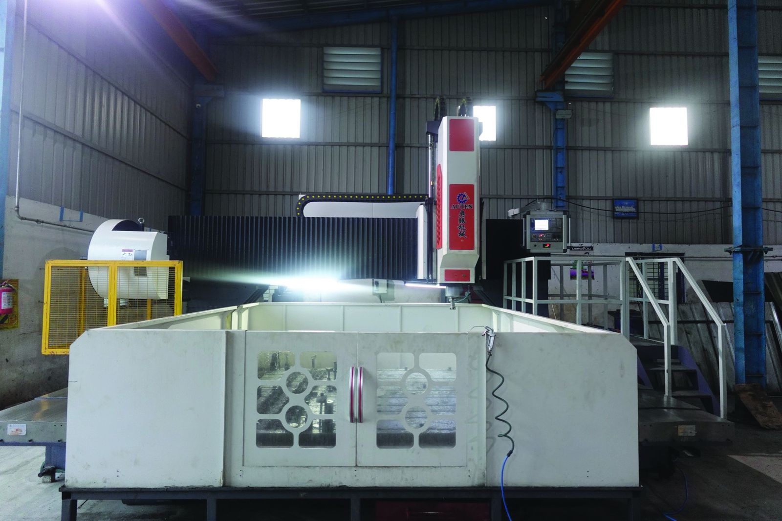 Tubesheet being drilled on a CNC machine