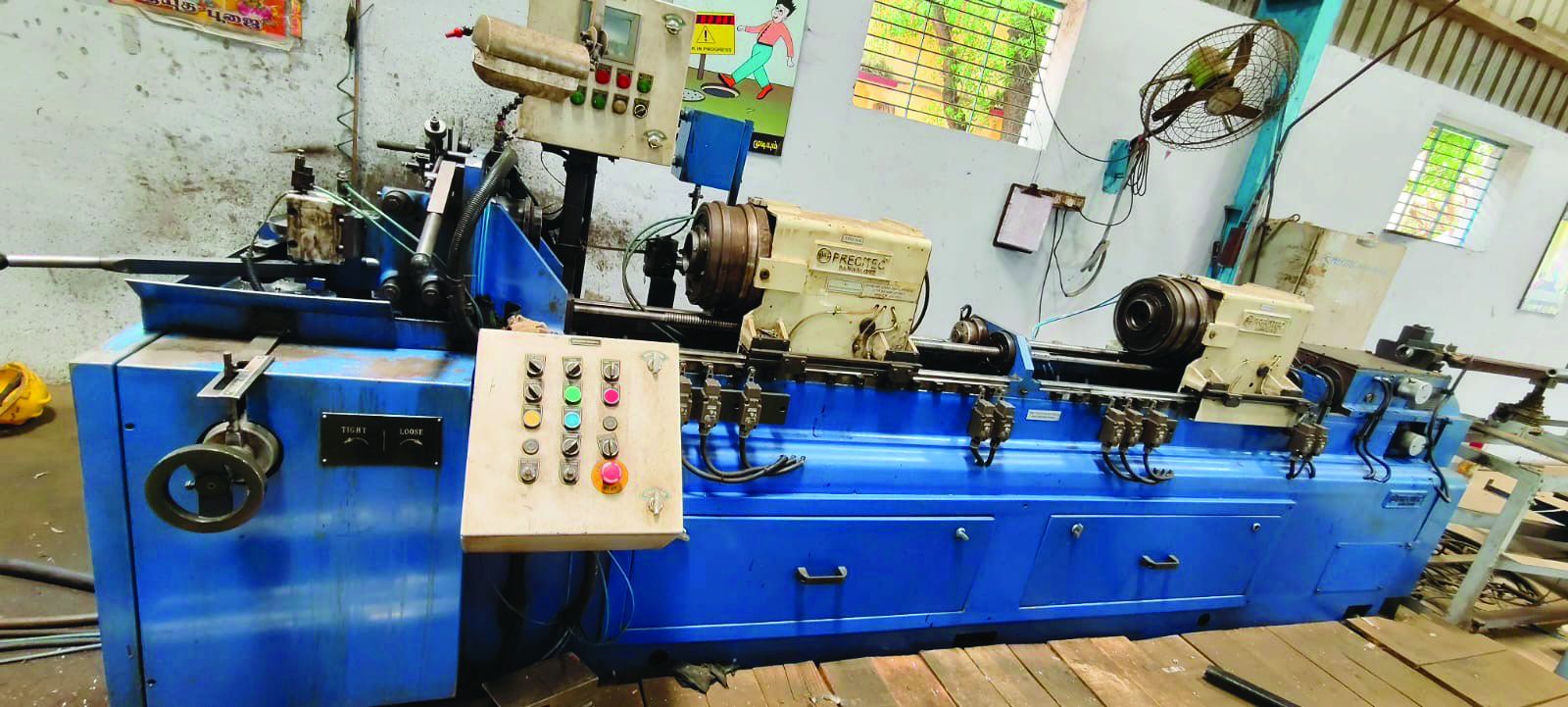Embedded Fin Tube Machine in the United Cooling Systems workshop, Coimbatore, India