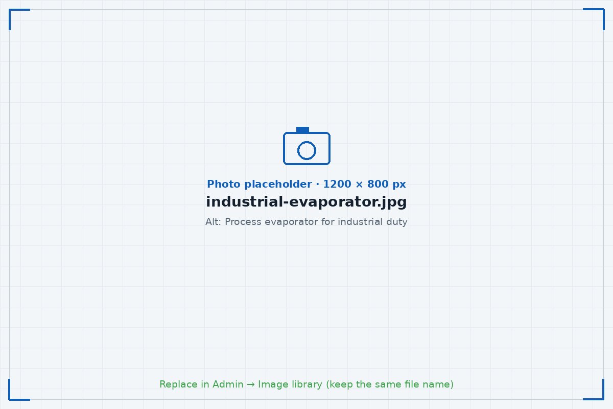 Process evaporator for industrial duty
