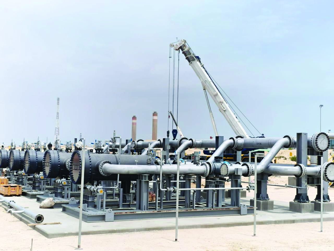 Skid-mounted vessels after installation on site