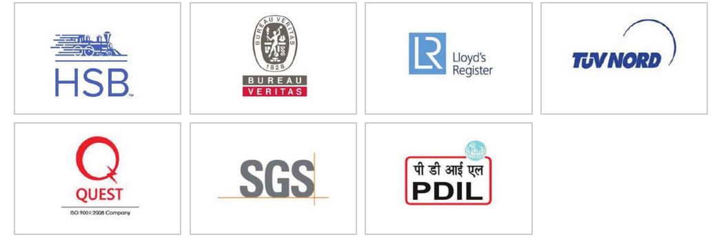Leading third-party inspection agencies: HSB, Bureau Veritas, Lloyd's Register, TÜV NORD, Quest, SGS, PDIL